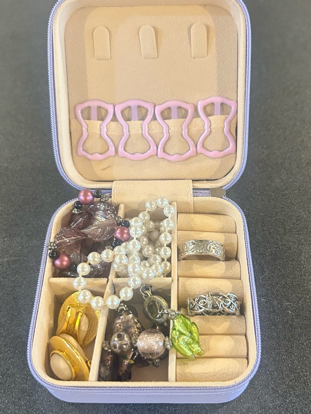Small Jewelry Travel Case with costume Jewelry